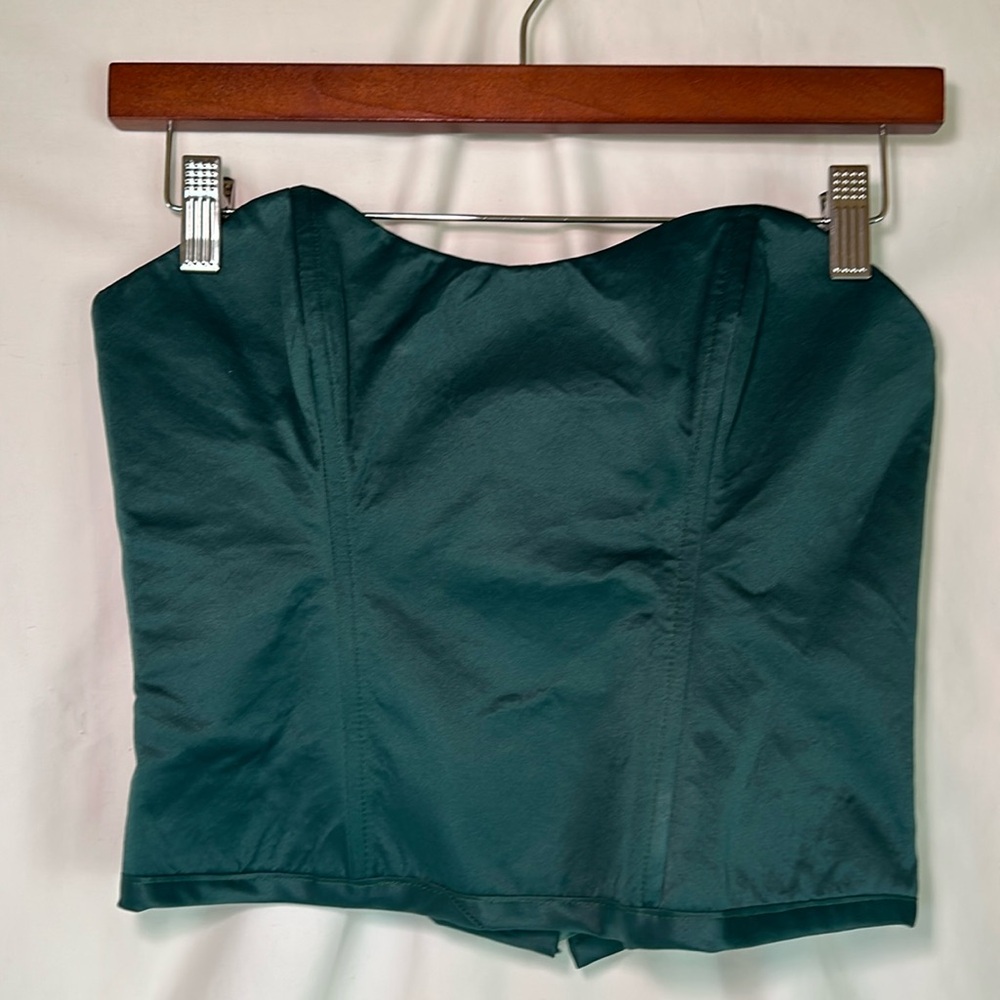 Handmade Emerald Green Strapless Corset Top - Size M